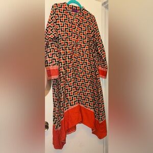 Vibrant hippie tunic dress made of natural fibers sana safinaz Large nwot
